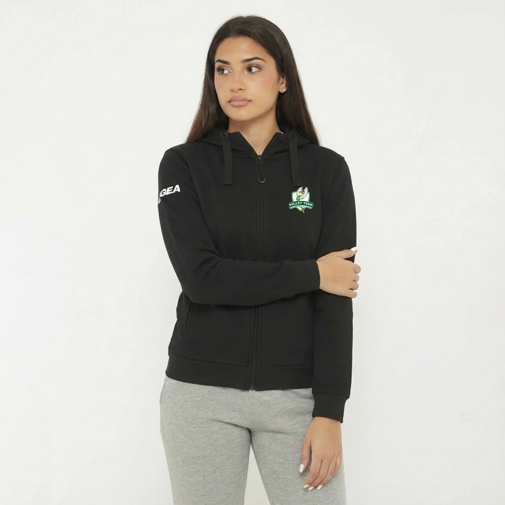 Felpa con cappuccio e zip nera - Volley Team San Giacomo