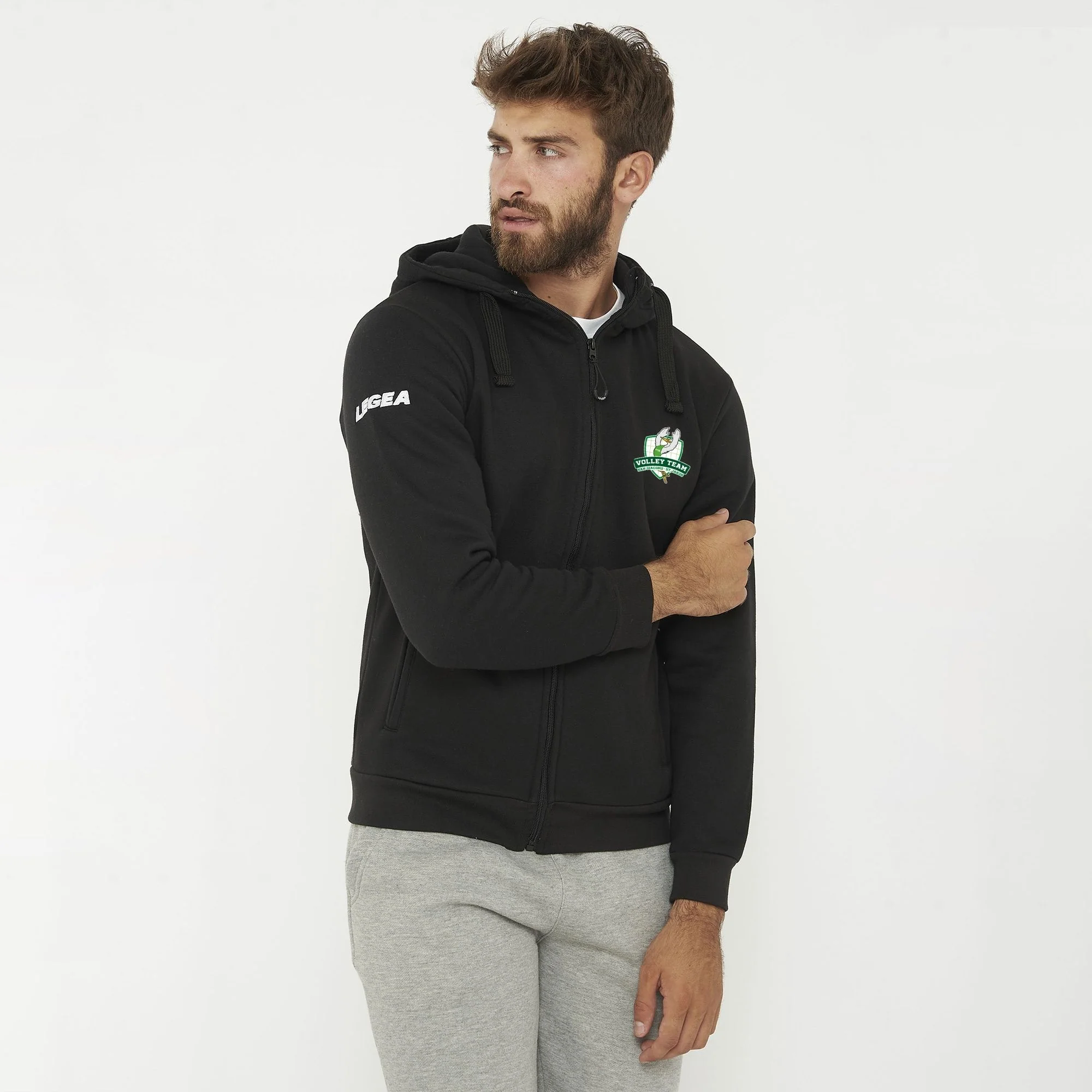 Felpa con cappuccio e zip nera - Volley Team San Giacomo - Image 2