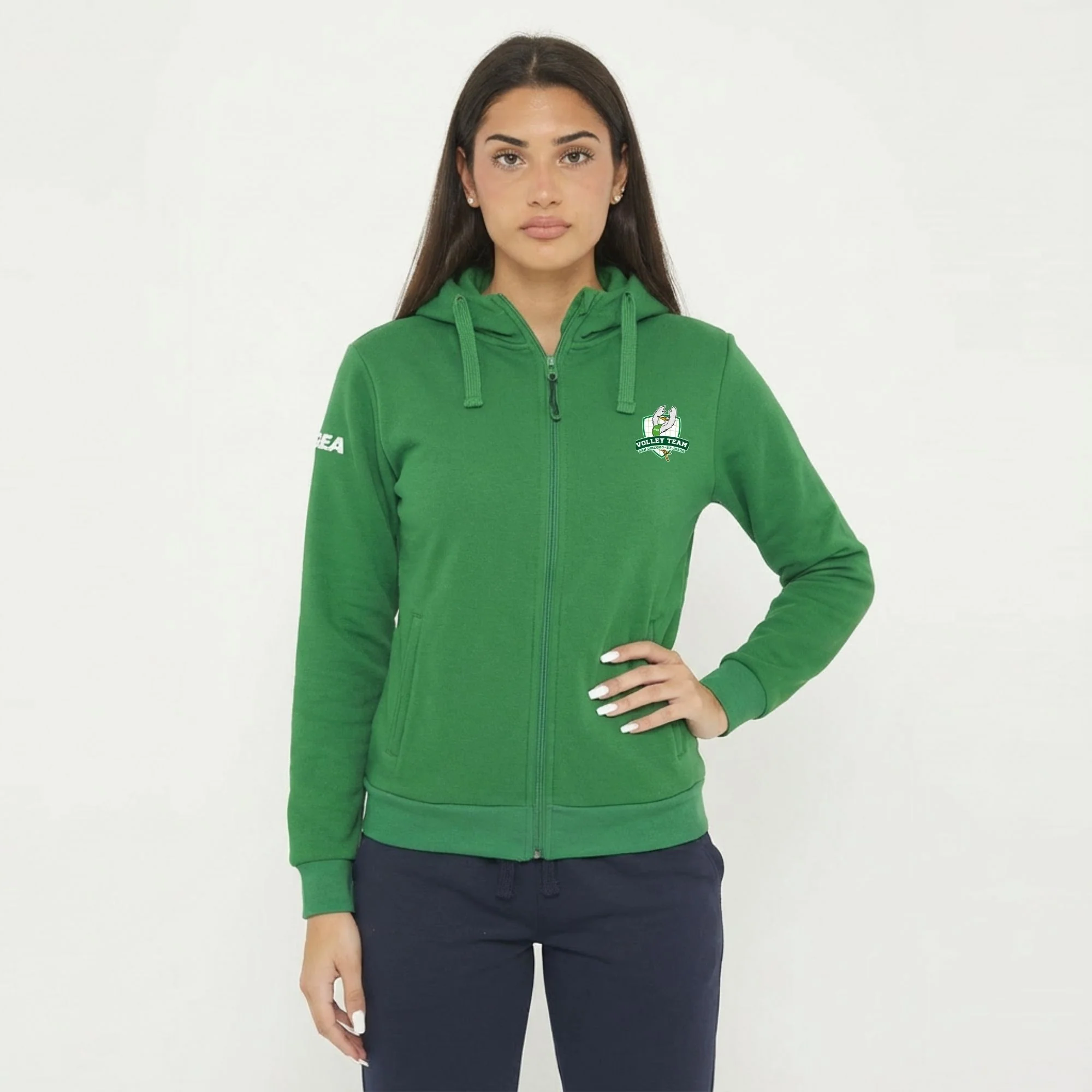 Felpa con cappuccio e zip verde - Volley Team San Giacomo