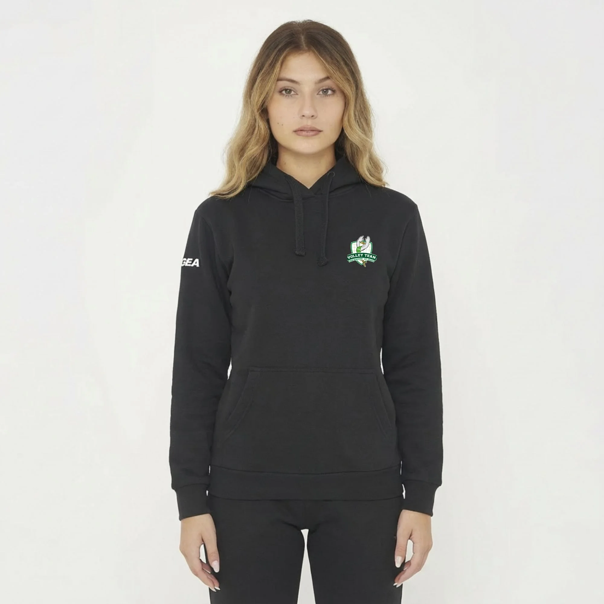 Felpa con cappuccio senza zip nera - Volley Team San Giacomo