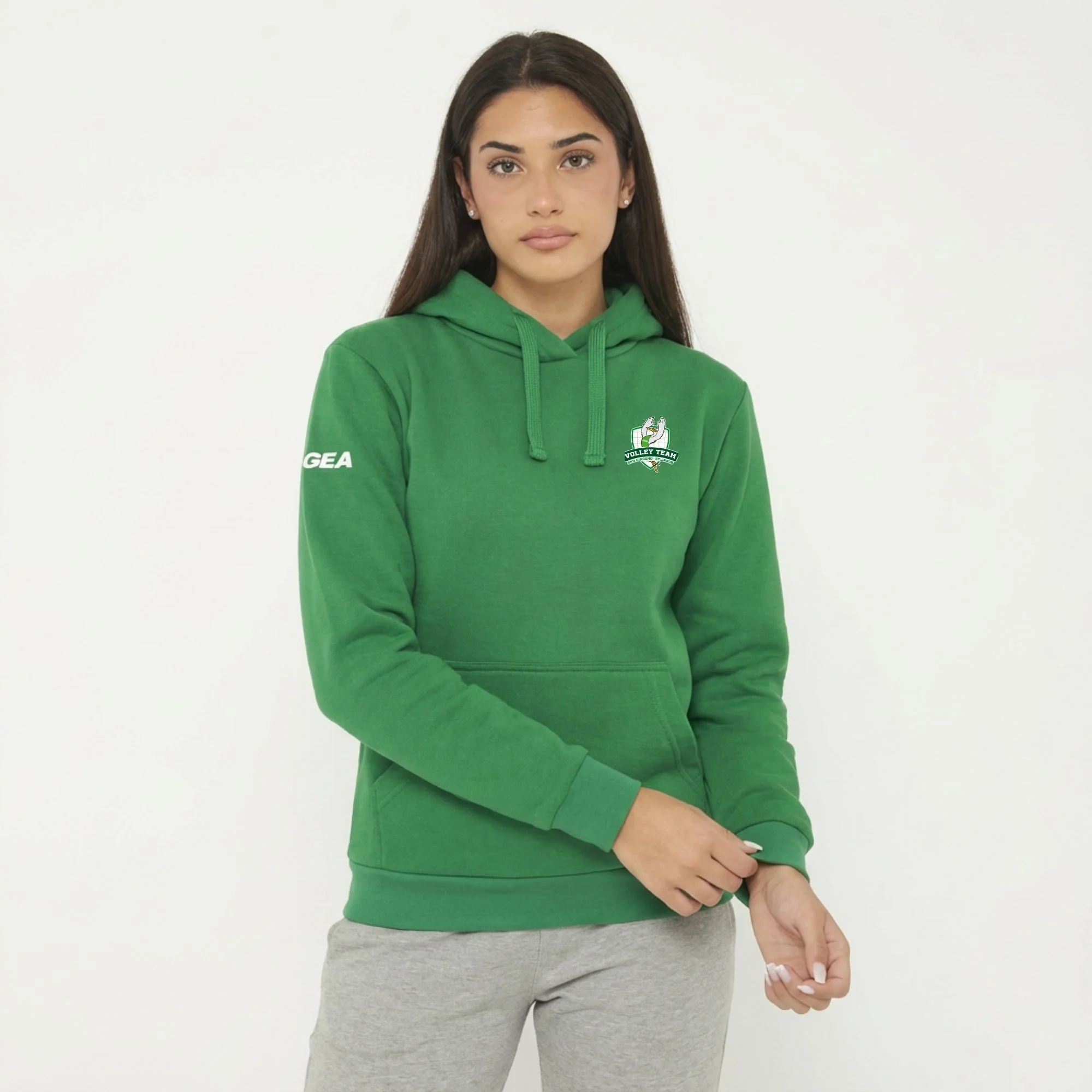 Felpa con cappuccio senza zip verde - Volley Team San Giacomo