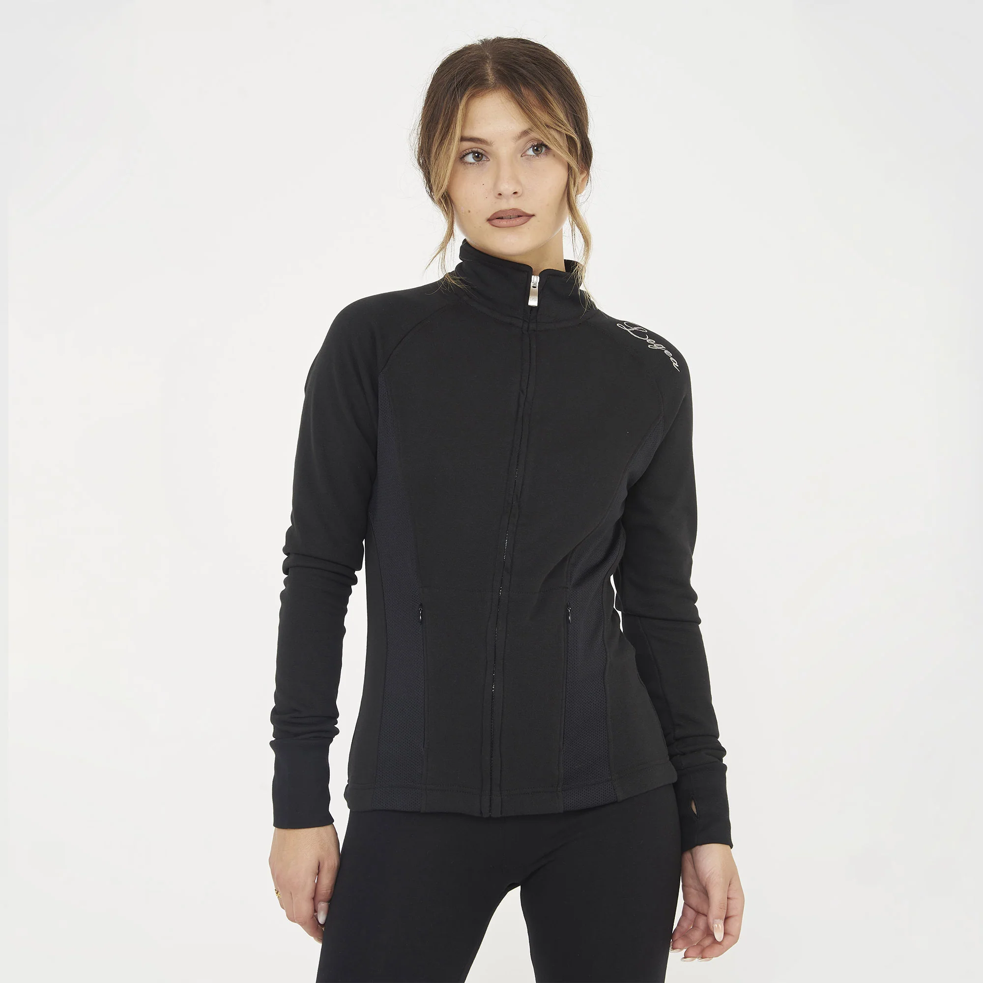 Felpa slim in cotone con zip Dafne