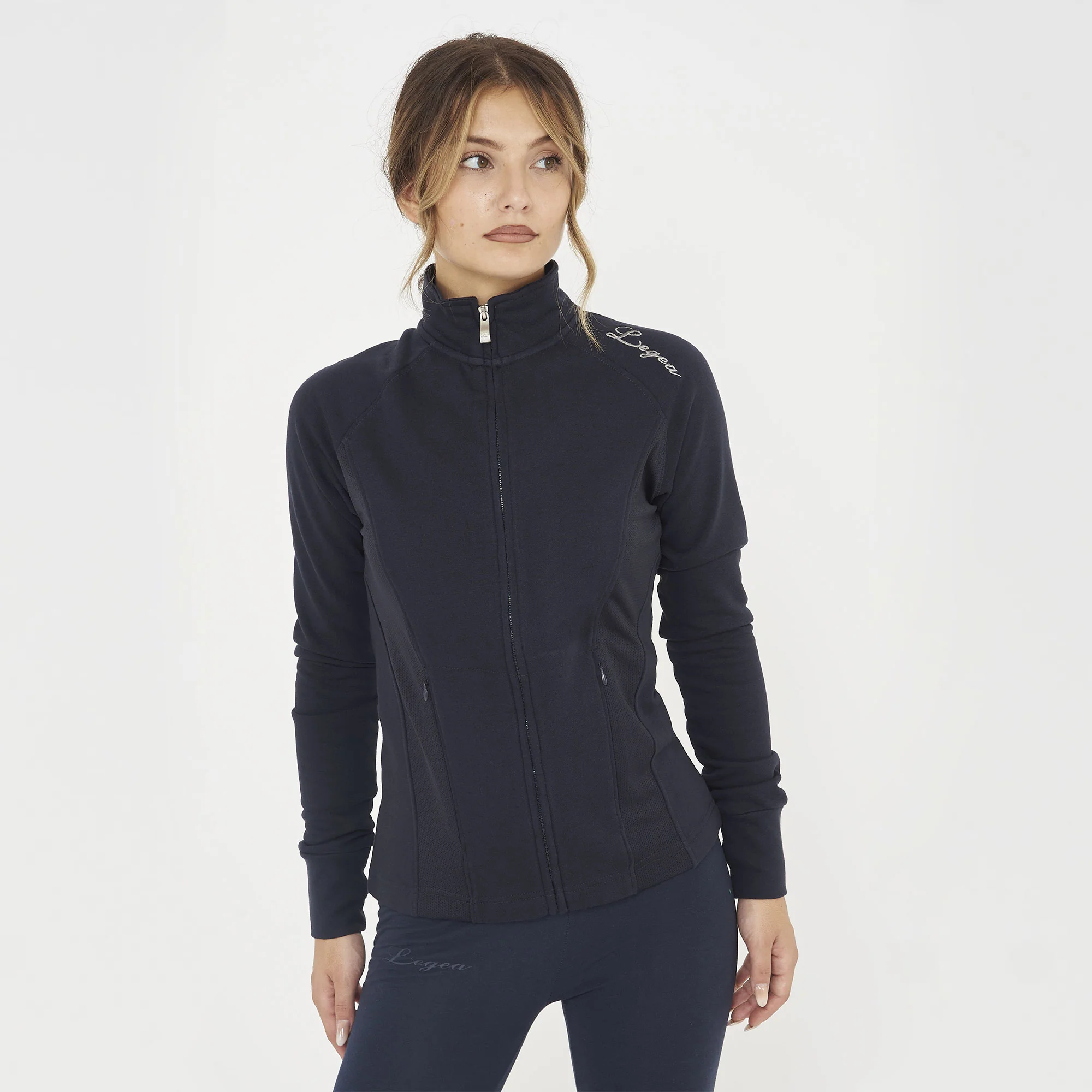 Felpa slim in cotone con zip Dafne