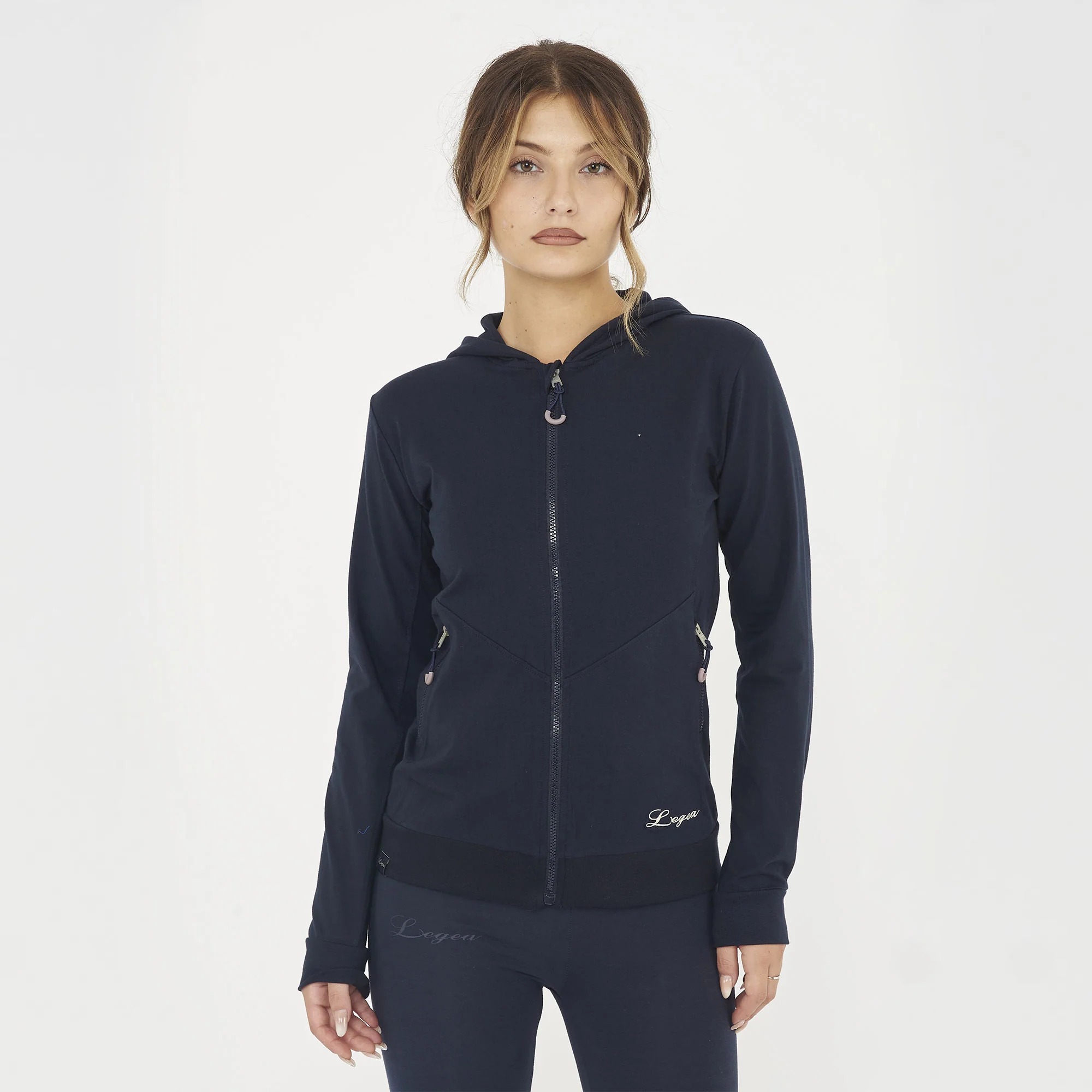 Felpa leggera con zip e cappuccio Layca