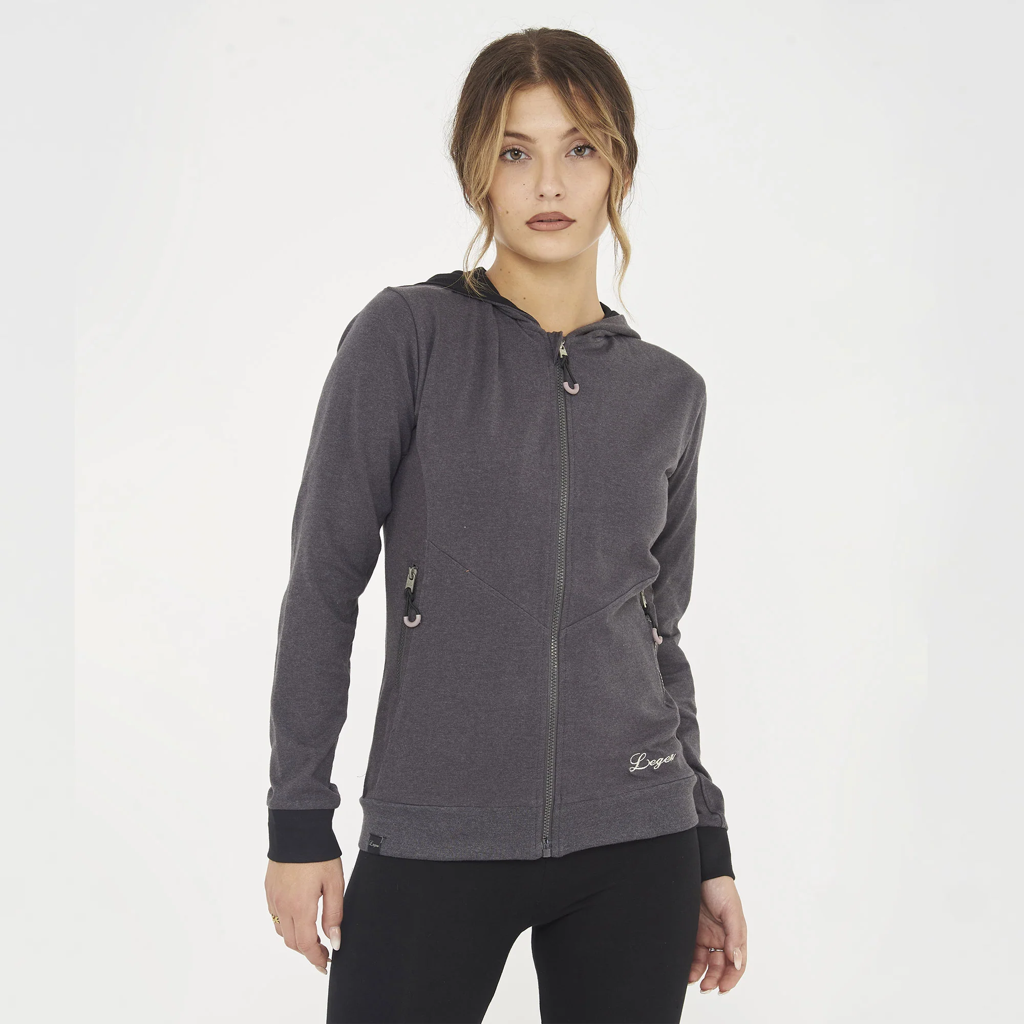 Felpa leggera con zip e cappuccio Layca