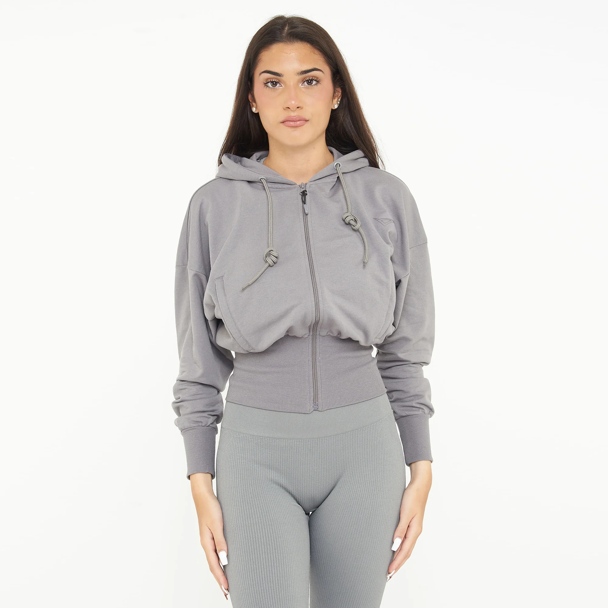 Giacca crop in cotone con zip e cappuccio Trixy