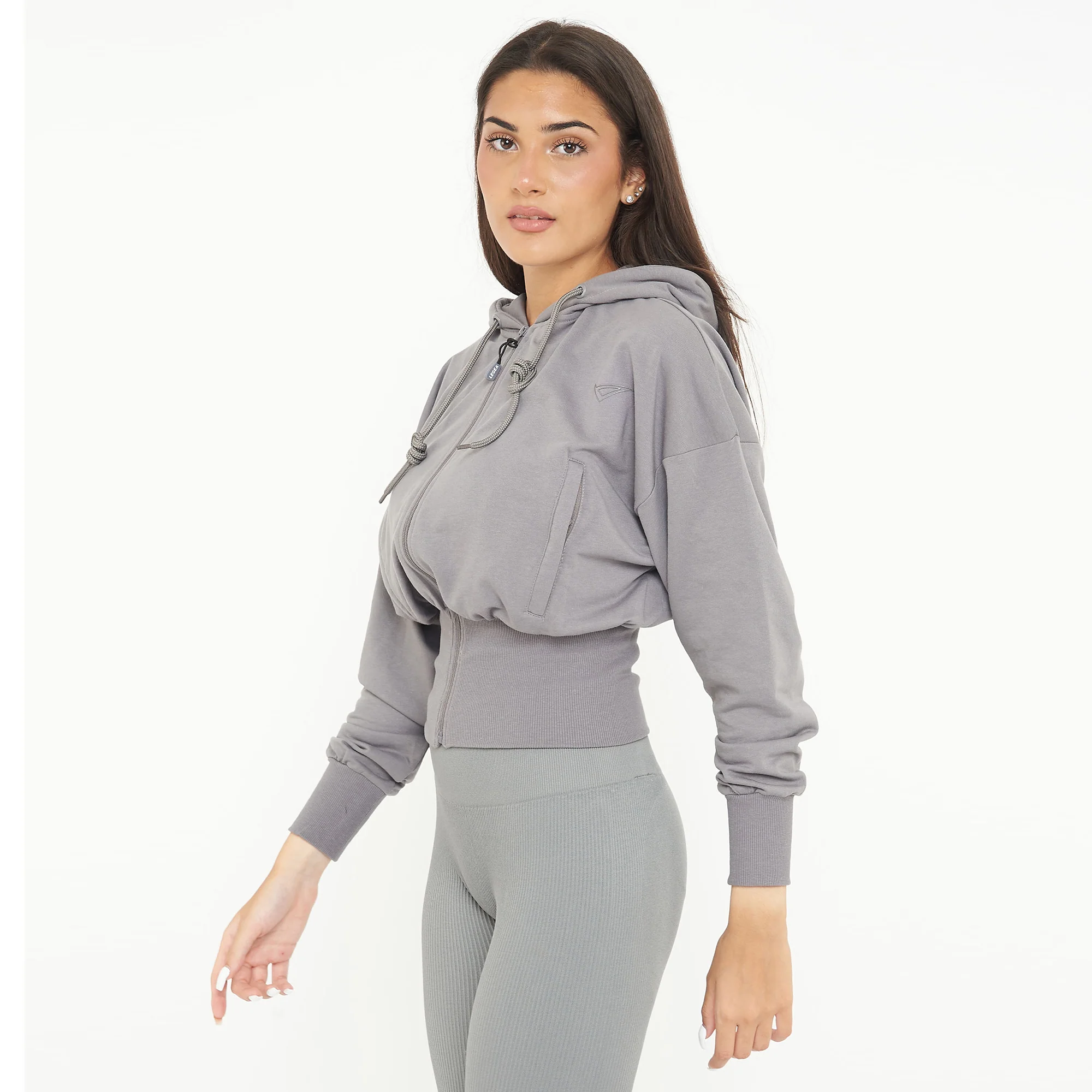 Giacca crop in cotone con zip e cappuccio Trixy - Image 2
