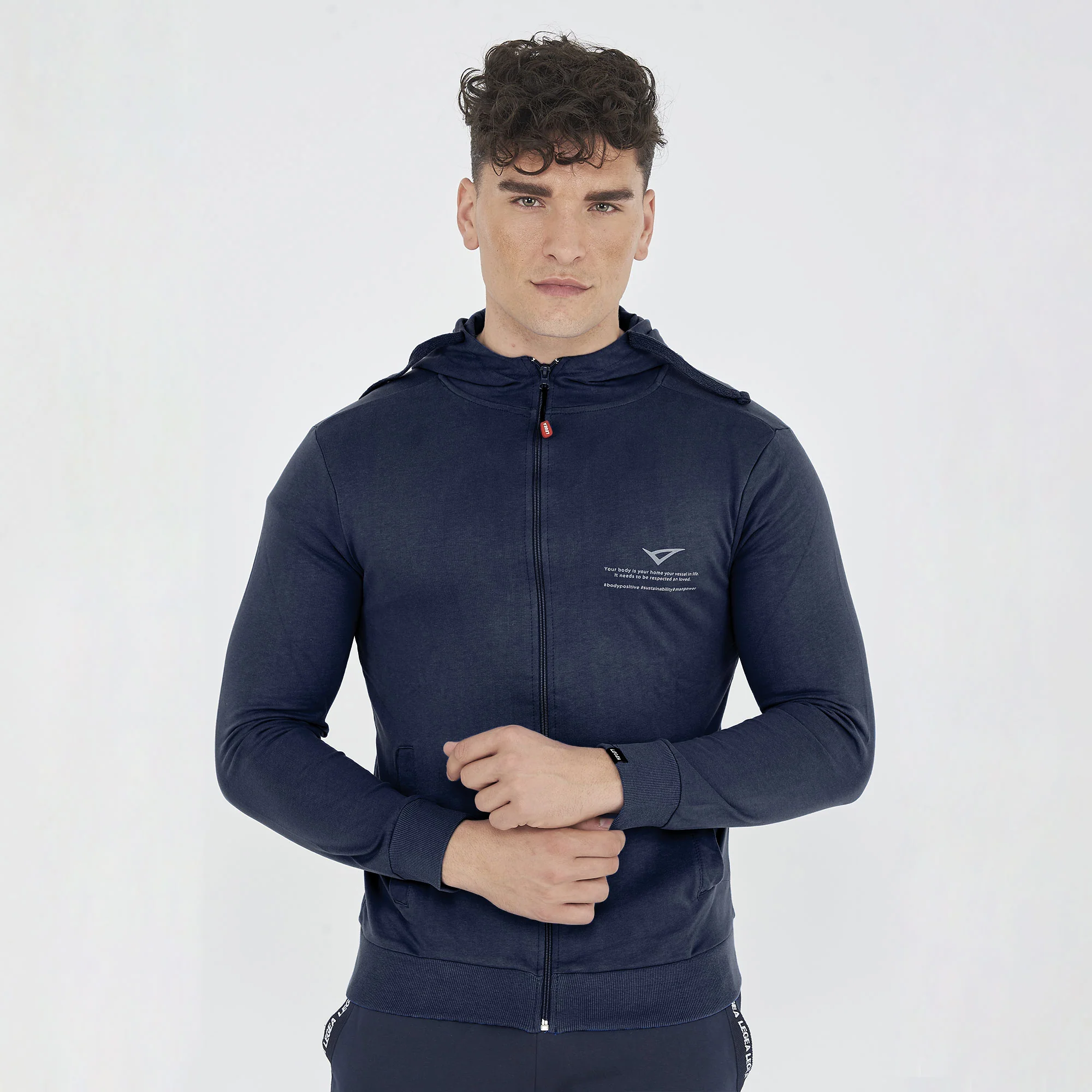 Felpa leggera in cotone con zip e cappuccio Raya