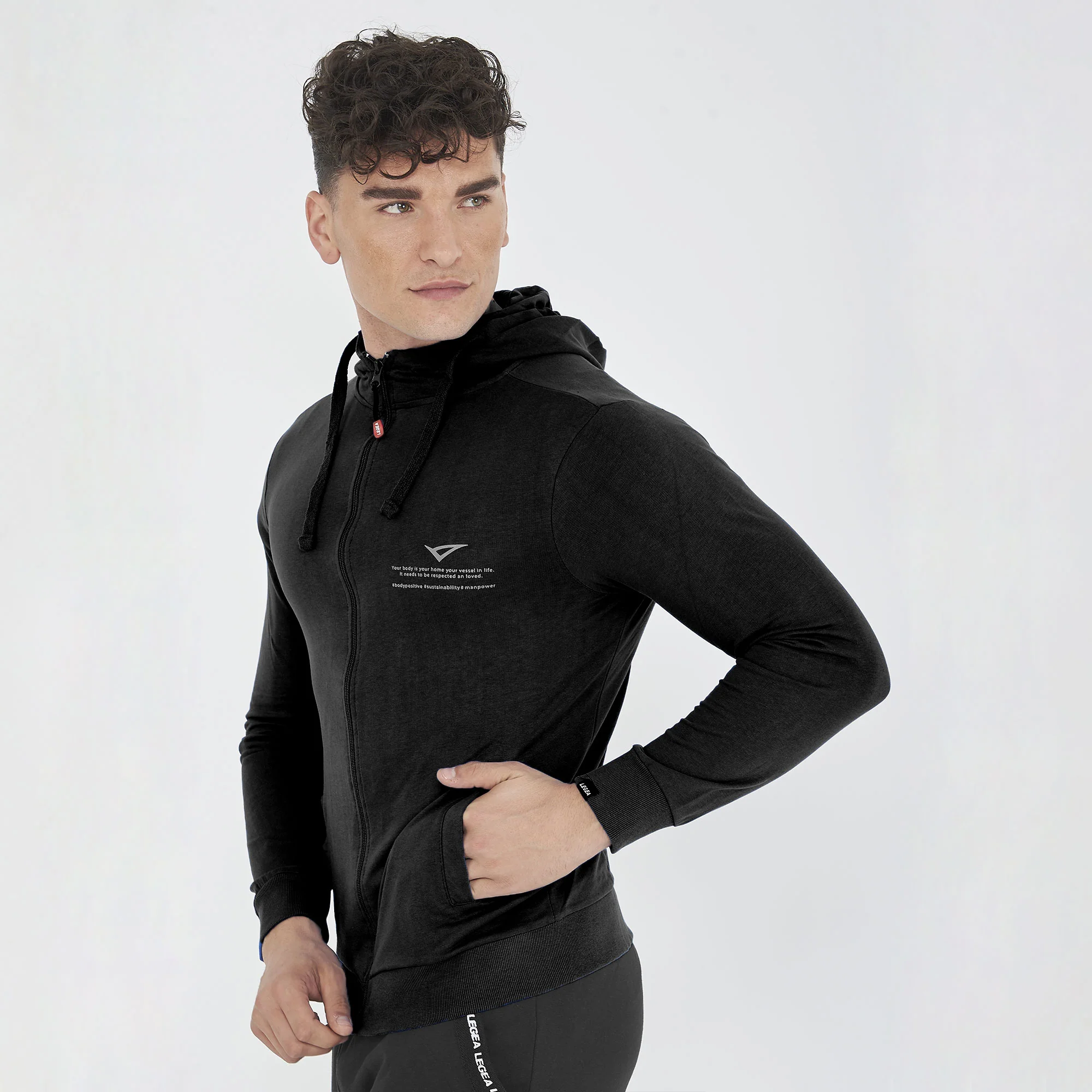 Felpa leggera in cotone con zip e cappuccio Raya - Image 3