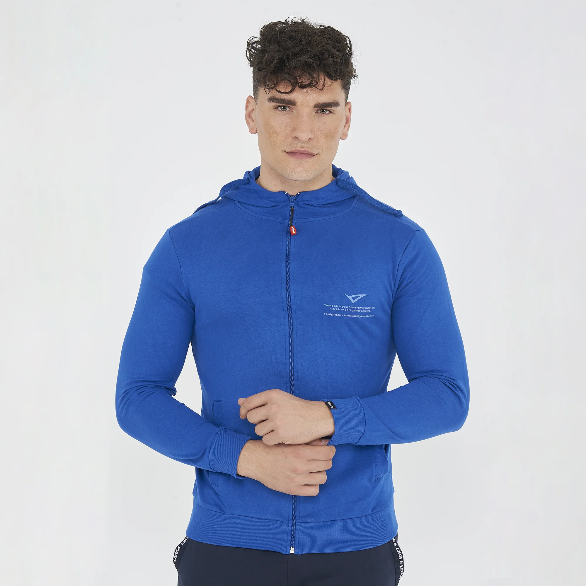 Felpa leggera in cotone con zip e cappuccio Raya
