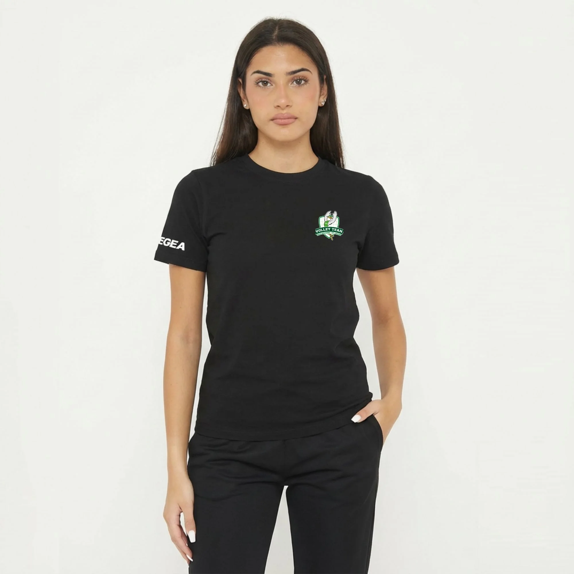 T-shirt girocollo in cotone nera - Volley Team San Giacomo