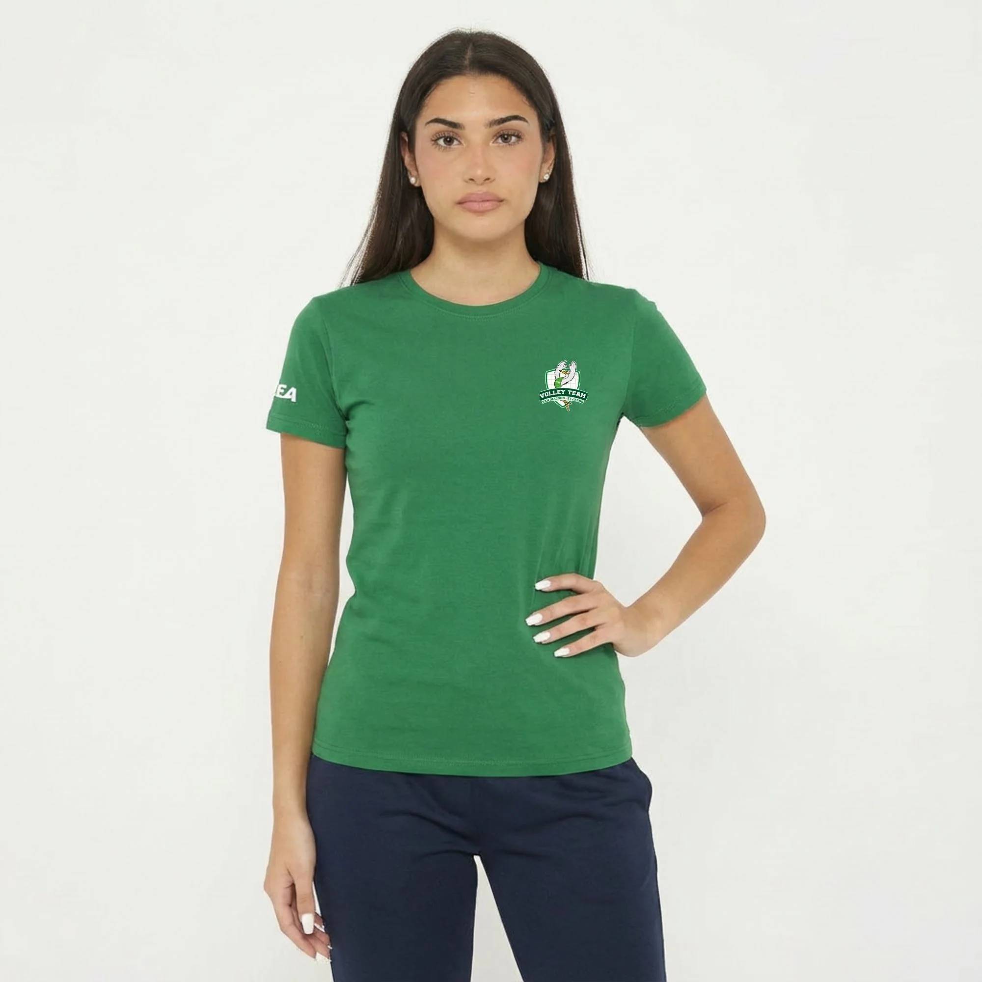 T-shirt girocollo in cotone verde - Volley Team San Giacomo